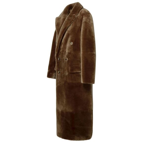 Blancha Long Brown Leather Fur Coat Women - Picture 2 of 3